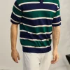 Men's Premium Striped Knit Polo Shirt