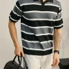 Premium-Polohemd für Herren aus gestreiftem Strick