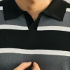 Men's Premium Striped Knit Polo Shirt