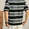 Men's Premium Striped Knit Polo Shirt