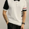 Men's Color Block Knit Polo Shirt