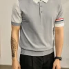 Men's Color Block Knit Polo Shirt