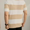 Herren-Polohemd 100% aus gestreiftem Baumwollstrick