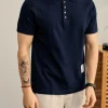 Einfarbiges Strick-Poloshirt für Herren
