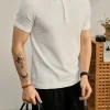 Einfarbiges Strick-Poloshirt für Herren