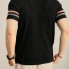 Men's Korean Minimalist Striped Sleeve Knit Polo Shirt