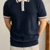 Men's Contrast Collar Knit Polo Shirt