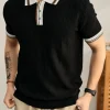 Men's Contrast Collar Knit Polo Shirt
