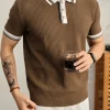 Men's Contrast Collar Knit Polo Shirt