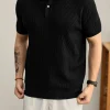 Men's Breathable Textured Knit Polo Shirt