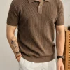 Men's Breathable Textured Knit Polo Shirt