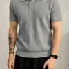 Men's Breathable Textured Knit Polo Shirt