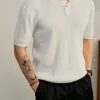 Men's Breathable Textured Knit Polo Shirt