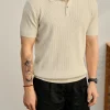 Men's Breathable Textured Knit Polo Shirt