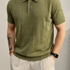 Benutzerdefinierte Logo Männer gestrickt Polo kurze Ärmel - Business Casual Strickwaren für Großhandel Käufer
