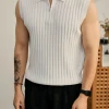 Ärmellose Strick-Polo-Weste für Herren
