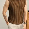Ärmellose Strick-Polo-Weste für Herren