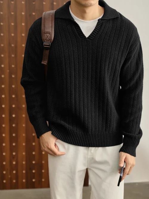 Alternative Sichtweise auf Men's lapel sweater made of 100% cotton