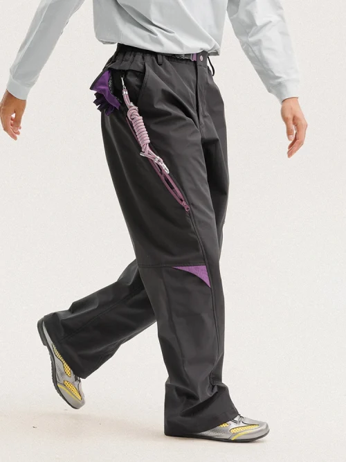 Autre point de vue sur le principe Men's Light Outdoor Tech Cargo Pants - Contrast Zipper Patchwork Loose Water-Repellent Outdoor Trousers