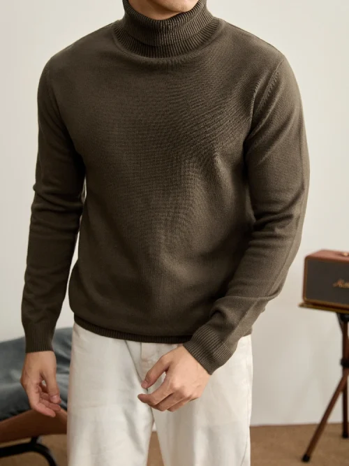 Alternative Sichtweise auf Men's Turtleneck Solid Color Knit Sweater