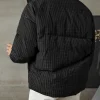 Oversized men waffle puffer jacket, bulk OEM winter wear