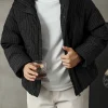 Men textured quilted winter jacket, custom apparel from China factory