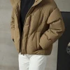Men casual wrinkled down jacket, private label custom winter outerwear