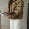 Oversized men wrinkled puffer coat, bulk custom orders for apparel brands