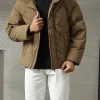 Men textured stand collar down jacket, OEM wholesale from China factory