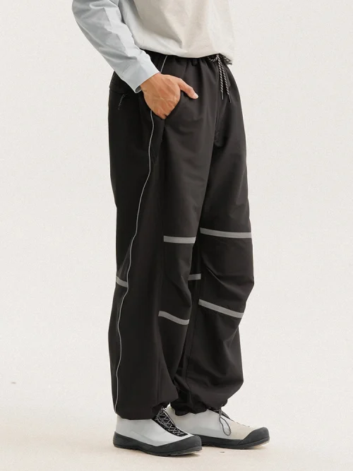 Autre point de vue sur le principe Men's Functional Style Reflective Strip Loose Cuffed Pants - Drawstring Waist Workwear Trousers for Outdoor Commute Casual Wear