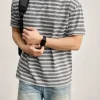 Vintage Striped Cotton Crew Neck Short Sleeve Mens T-Shirt Wholesale