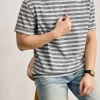 Vintage Striped Cotton Crew Neck Short Sleeve Men's T-Shirt Wholesale