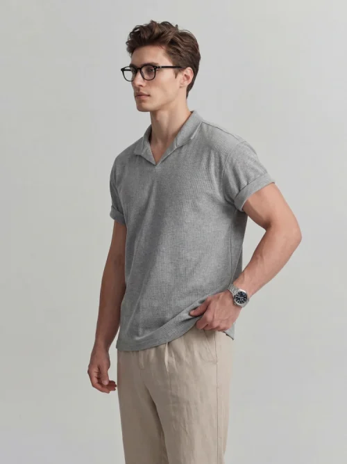 Hersteller von maßgeschneiderten Herren-Poloshirts mit Camp-Kragen aus Waffelpiqué