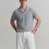 Waffle Knit Camp Collar Men's Polo Shirt Manufacturer