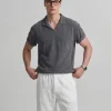 Men's Waffle Knit Camp Collar Polo Shirt-image1