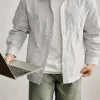 Relaxed Fit Striped Long Sleeve Mens Shirt Wholesale Factory