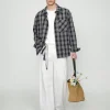 Casual Plaid Stand Collar Long Sleeve Men's Shirt Wholesale Factory