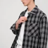 Contrast Plaid Textured Long Sleeve Men's Shirt OEM Manufacturer