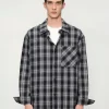 Contrast Plaid Textured Long Sleeve Mens Shirt Wholesale Supplier