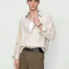 Lightweight Tencel Linen Blend Long Sleeve Men's Shirt Wholesale Factory