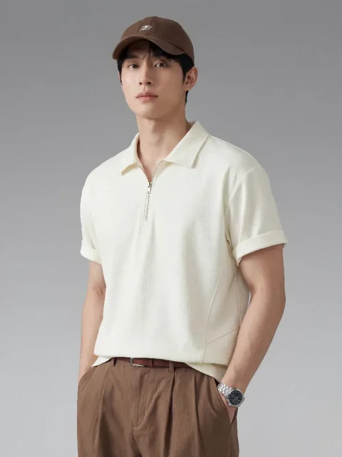 Hersteller von Herren-Poloshirts mit kurzen Ärmeln und halbem Reißverschluss
