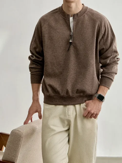Fabricante de jerséis para hombre | Venta al por mayor de jerséis de punto con cremallera de un cuarto