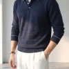 Custom Men’s long‑sleeve knit polo
