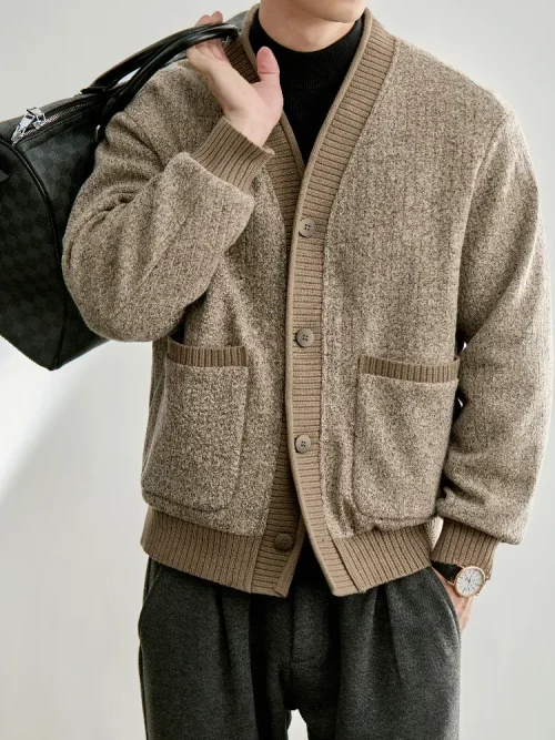 Cardigan sur mesure pour homme en mélange de laine