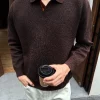 Custom Men Knit Long Sleeve Polo Shirt