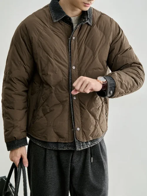 Vente en gros : veste matelassée à col chemise pour homme