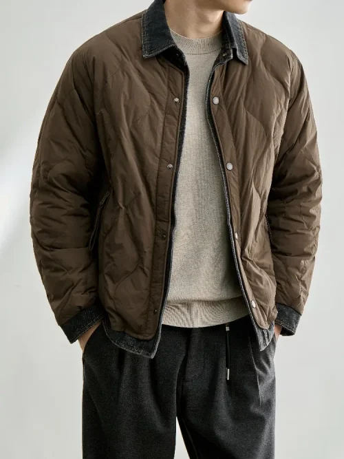Vente en gros : veste matelassée à col chemise pour homme