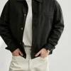 men's light wash denim shacket manufacturer