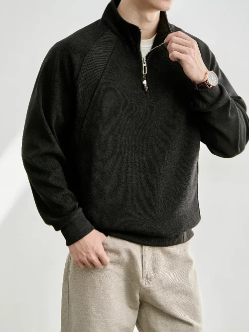 Sweat-shirt à col montant et demi-zip pour homme, personnalisé