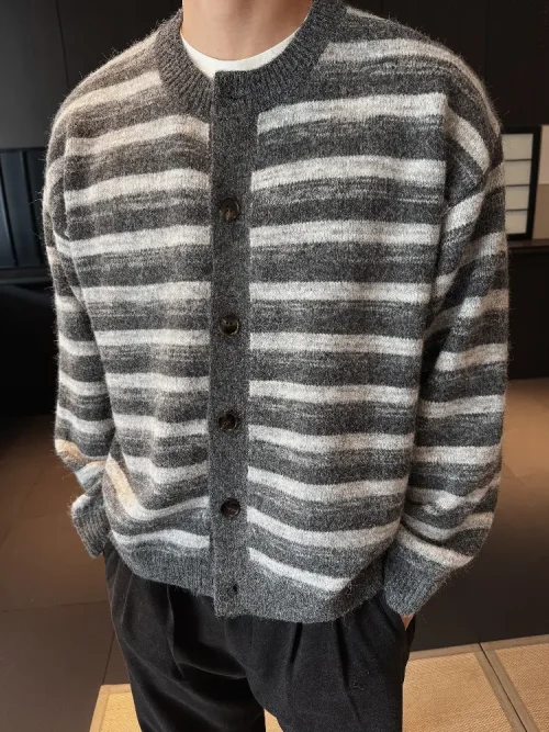Men's striped cardigan manufacturer